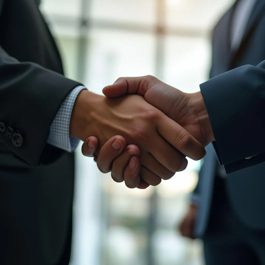 Successful client partnership handshake